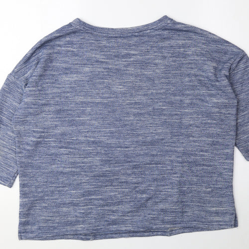 F&F Womens Blue Boat Neck Polyester Pullover Jumper Size 14