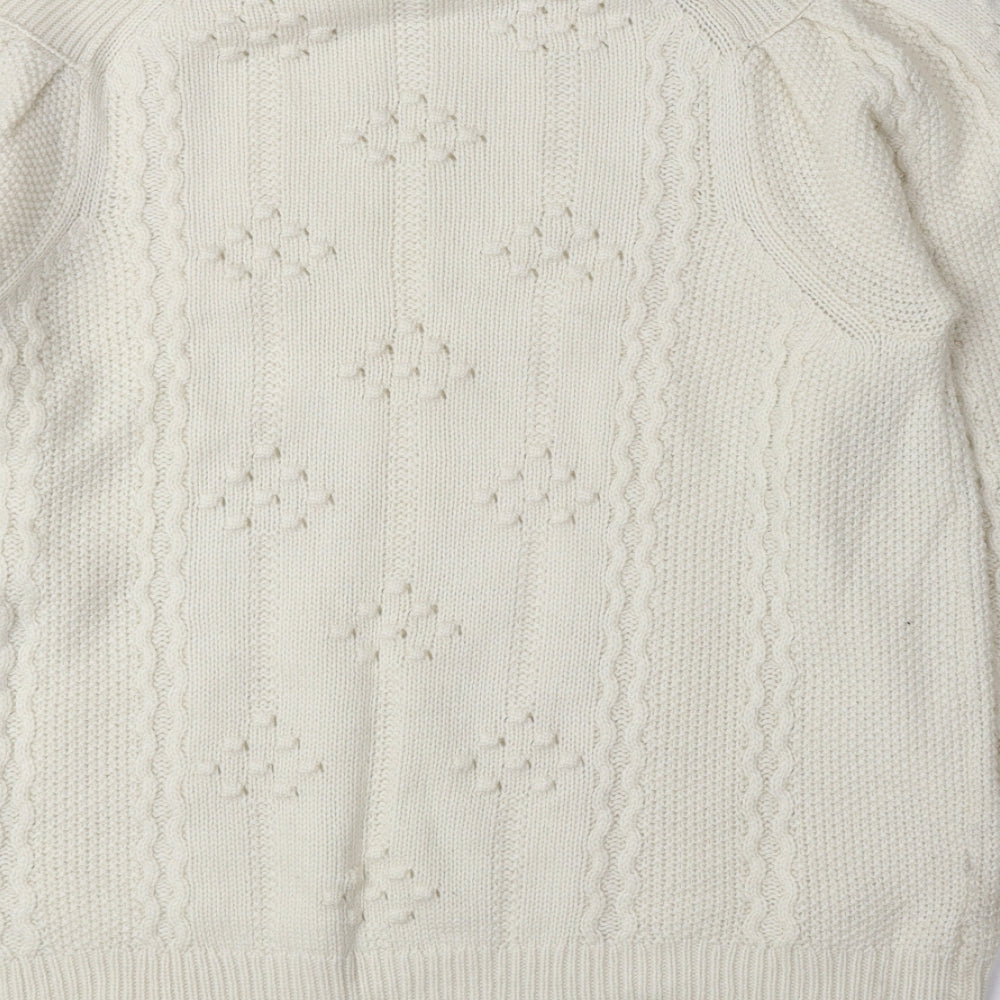 Per Una Womens Ivory Crew Neck Acrylic Pullover Jumper Size 14