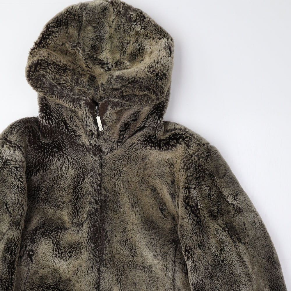 NEXT Womens Brown Overcoat Coat Size 10 Zip - Faux Fur
