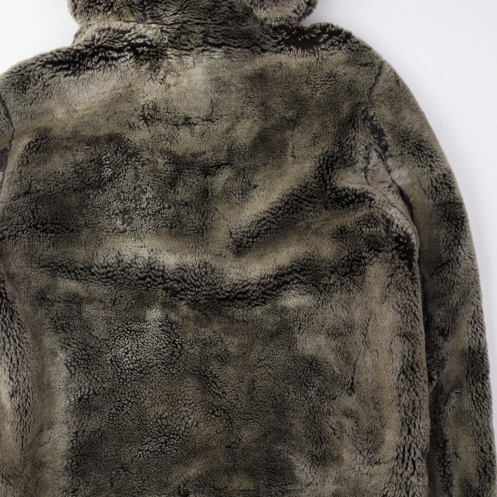 NEXT Womens Brown Overcoat Coat Size 10 Zip - Faux Fur