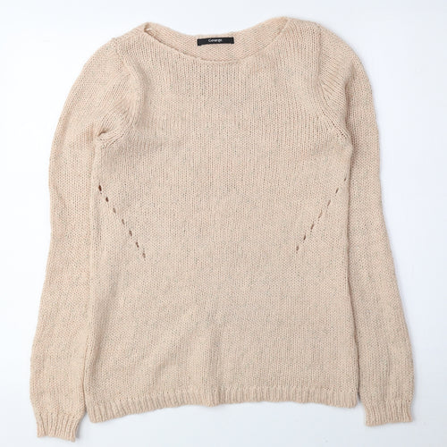 George Womens Pink Boat Neck Acrylic Pullover Jumper Size 8
