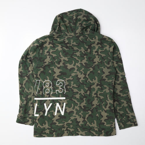 Youth Boys Green Camouflage Cotton Pullover Hoodie Size 14 Years Pullover