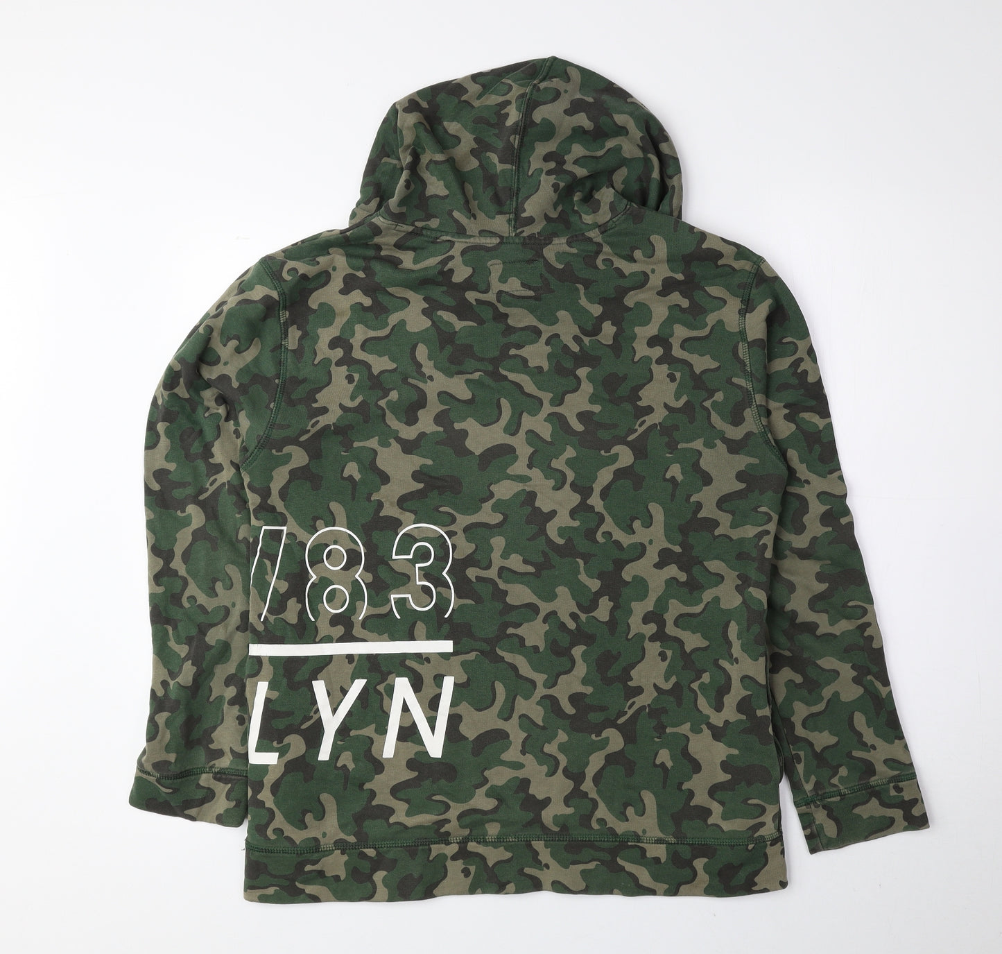 Youth Boys Green Camouflage Cotton Pullover Hoodie Size 14 Years Pullover
