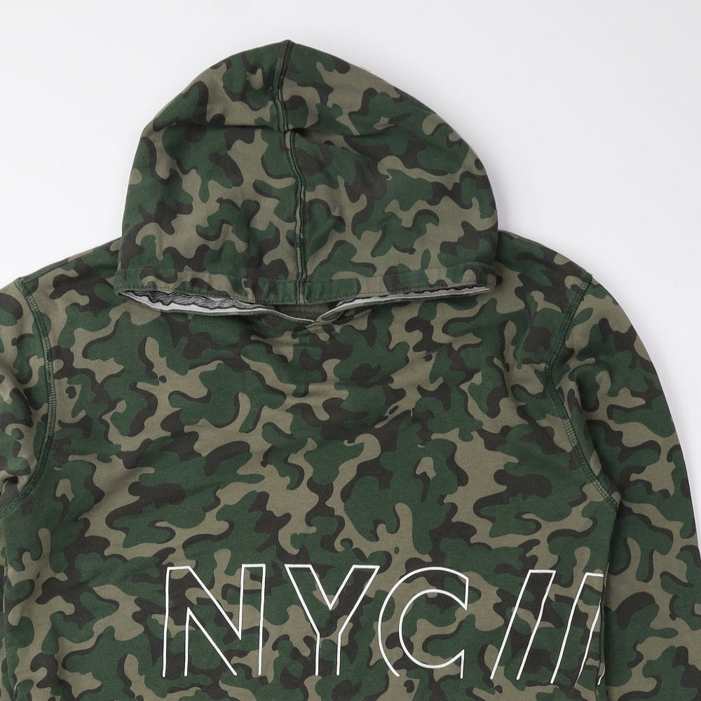Youth Boys Green Camouflage Cotton Pullover Hoodie Size 14 Years Pullover