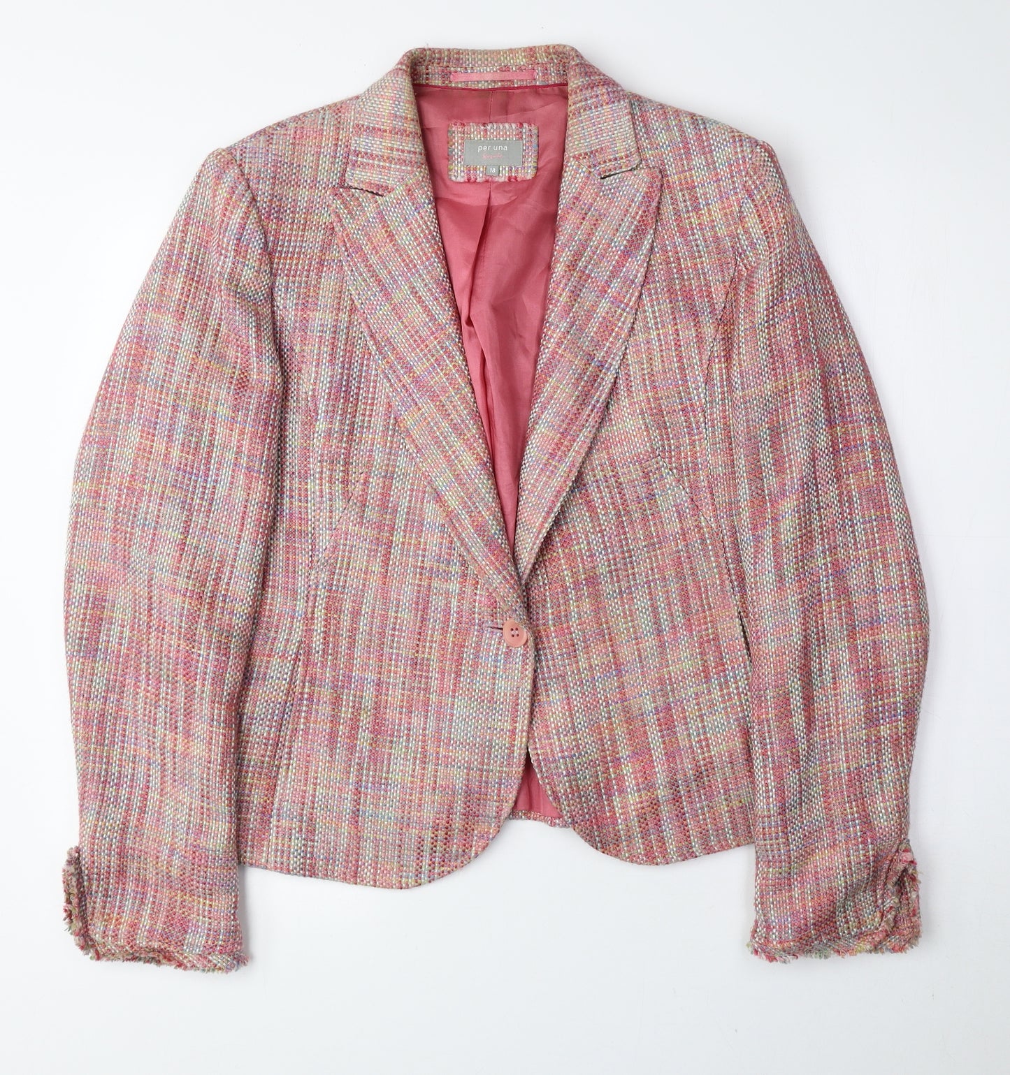 Per Una Womens Multicoloured Jacket Blazer Size 18 Button