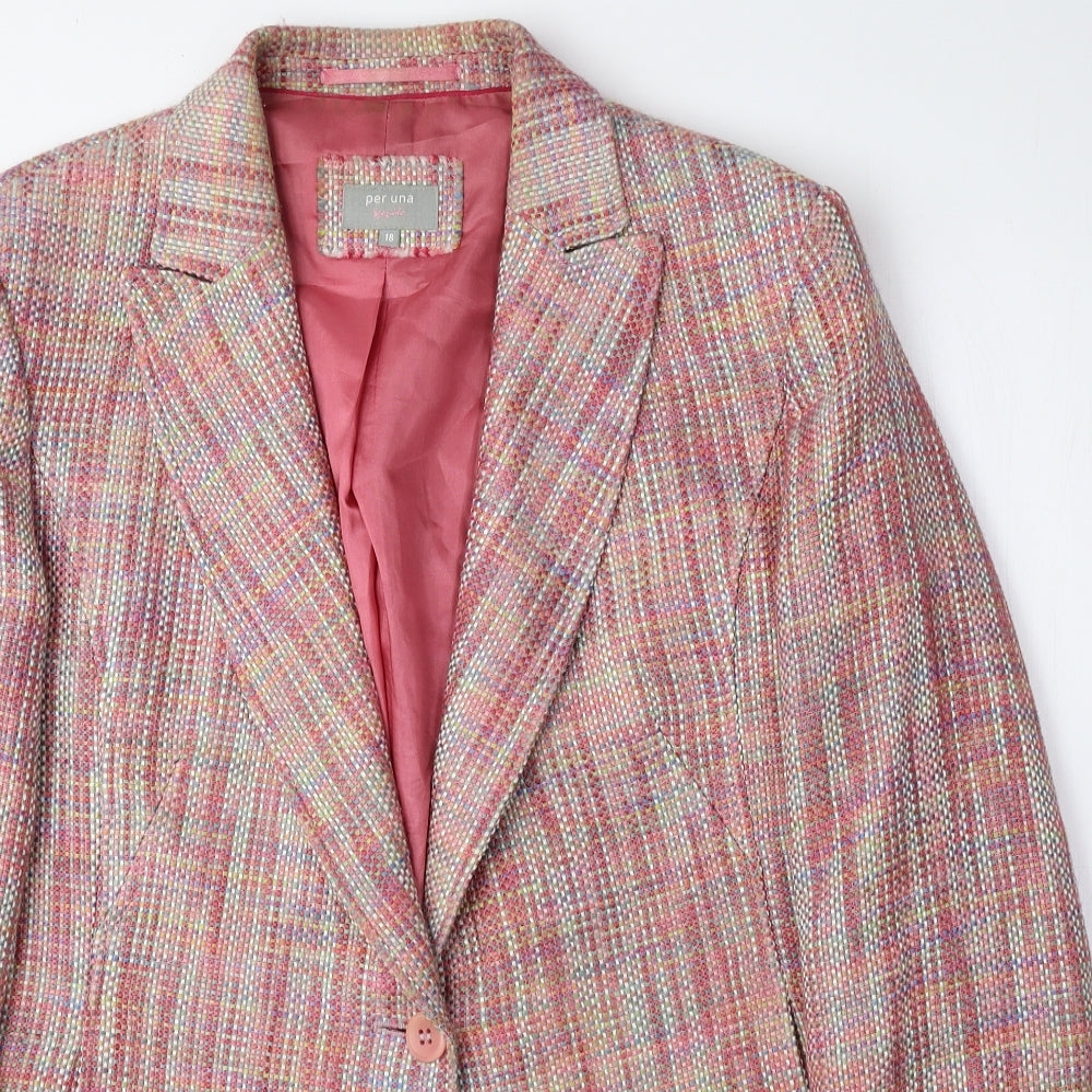 Per Una Womens Multicoloured Jacket Blazer Size 18 Button