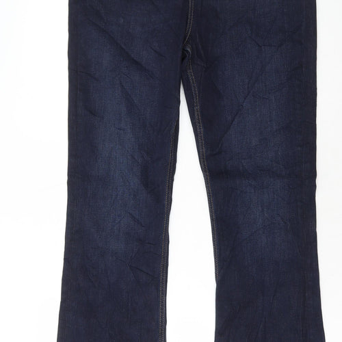 Marks and Spencer Womens Blue Cotton Flared Jeans Size 14 L33 in Regular Button