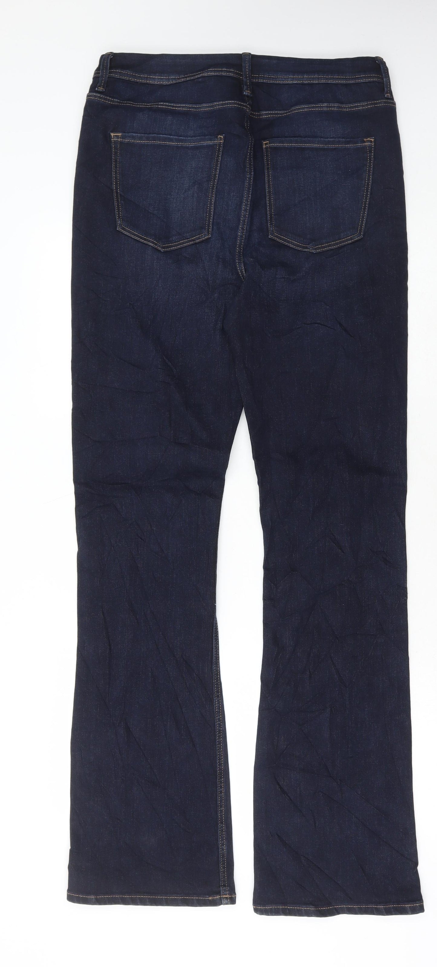 Marks and Spencer Womens Blue Cotton Flared Jeans Size 14 L33 in Regular Button
