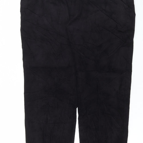 Marks and Spencer Mens Black Cotton Trousers Size 42 in L31 in Regular Button