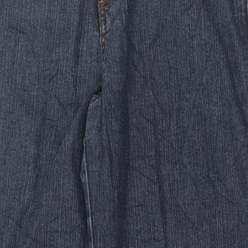 Marks and Spencer Womens Blue Cotton Wide-Leg Jeans Size 14 L29 in Regular Button