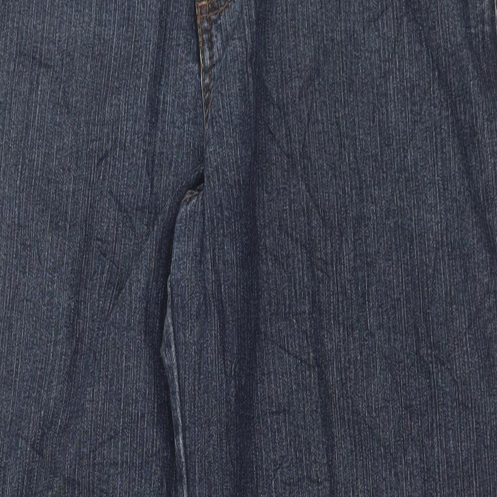 Marks and Spencer Womens Blue Cotton Wide-Leg Jeans Size 14 L29 in Regular Button