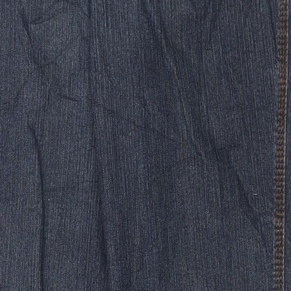 Marks and Spencer Womens Blue Cotton Wide-Leg Jeans Size 14 L29 in Regular Button