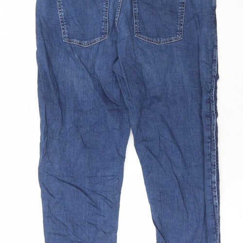 Marks and Spencer Womens Blue Cotton Boyfriend Jeans Size 20 L28 in Regular Button