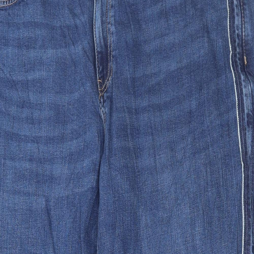 Marks and Spencer Womens Blue Cotton Boyfriend Jeans Size 20 L28 in Regular Button