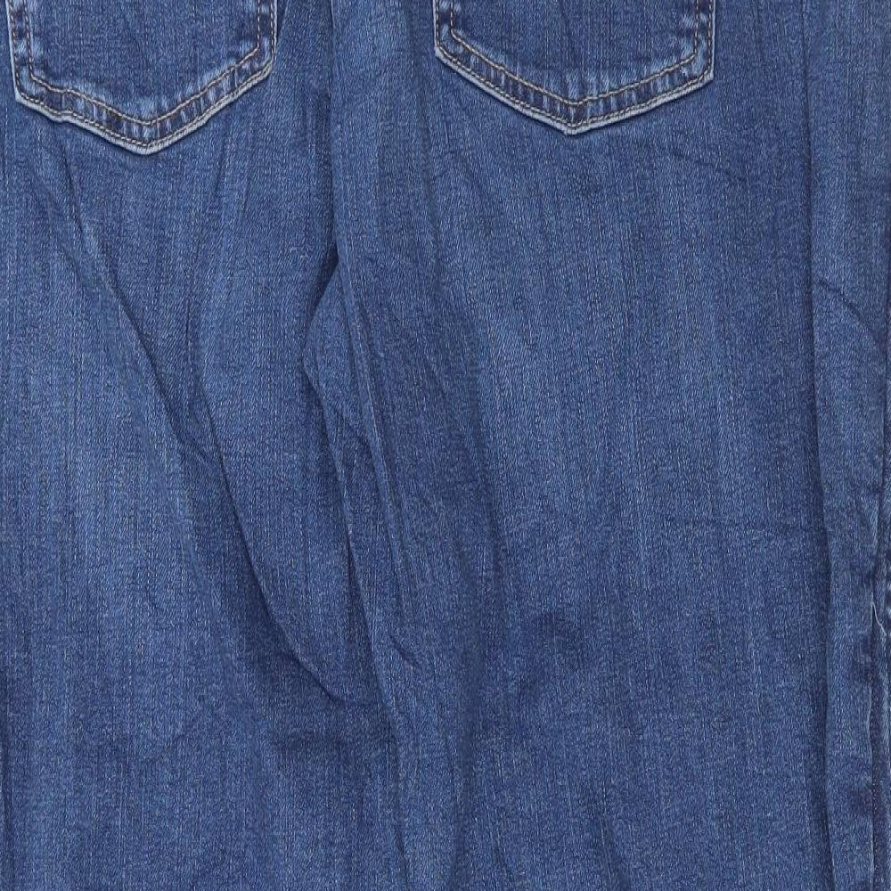Marks and Spencer Womens Blue Cotton Boyfriend Jeans Size 20 L28 in Regular Button