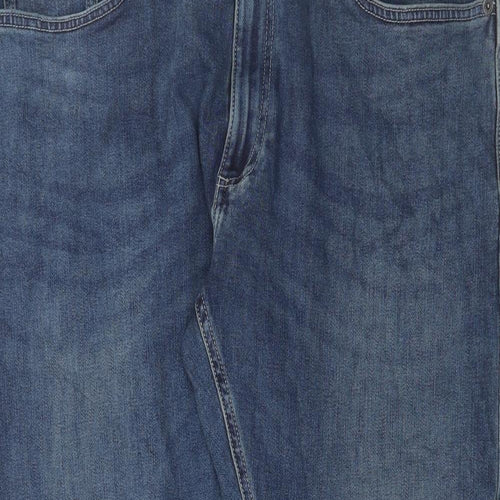 Marks and Spencer Mens Blue Cotton Straight Jeans Size 38 in L29 in Slim Button