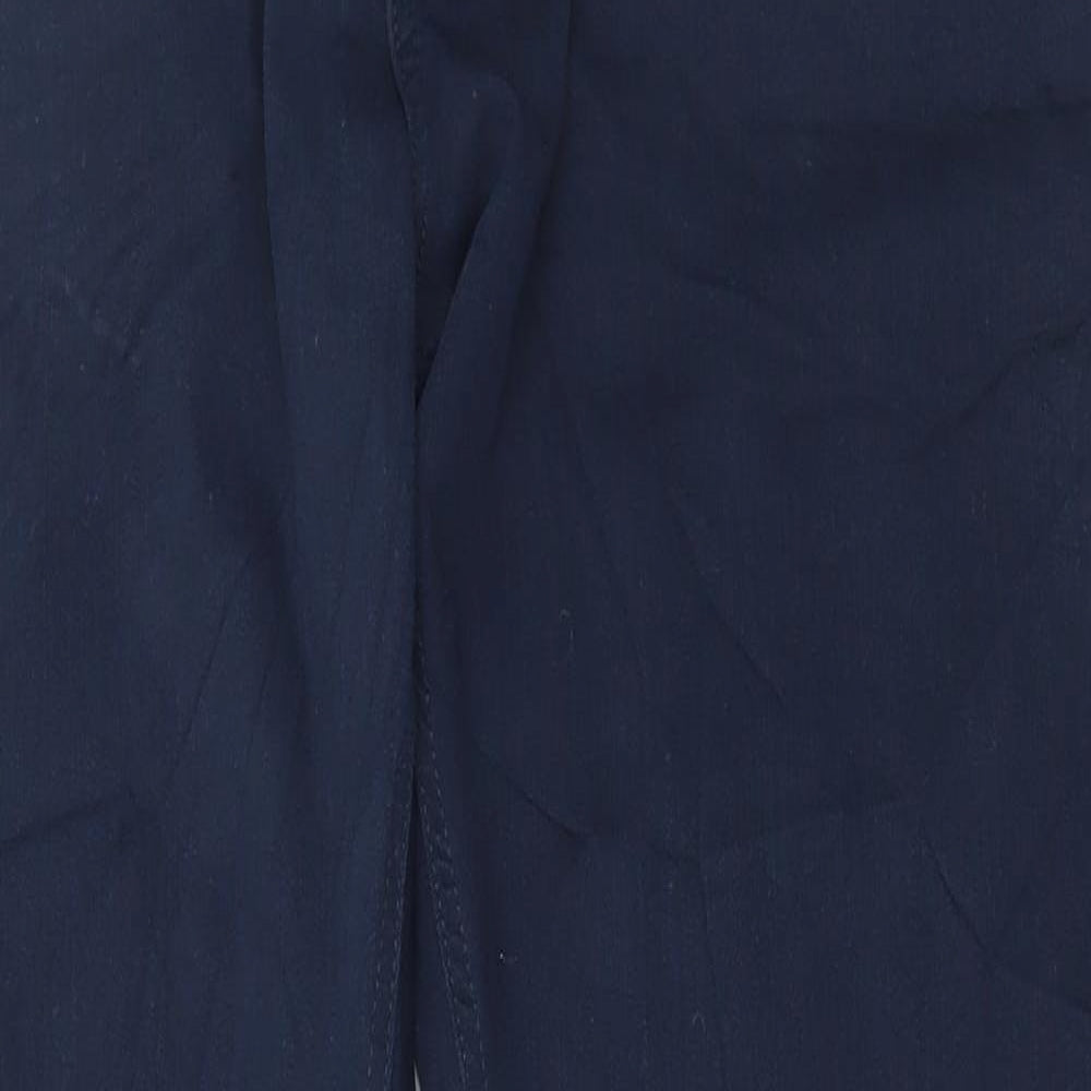 Marks and Spencer Mens Blue Cotton Trousers Size 34 in L33 in Regular Button