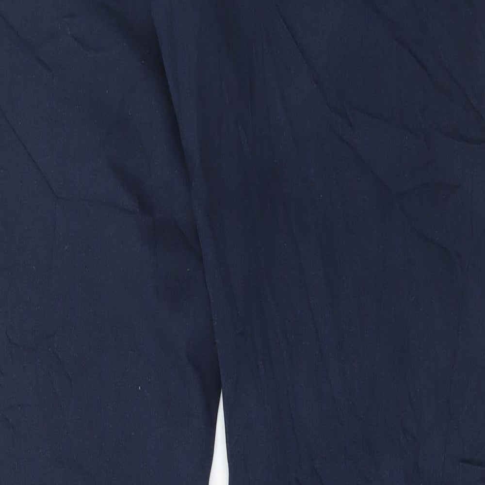 Marks and Spencer Mens Blue Cotton Trousers Size 34 in L33 in Regular Button