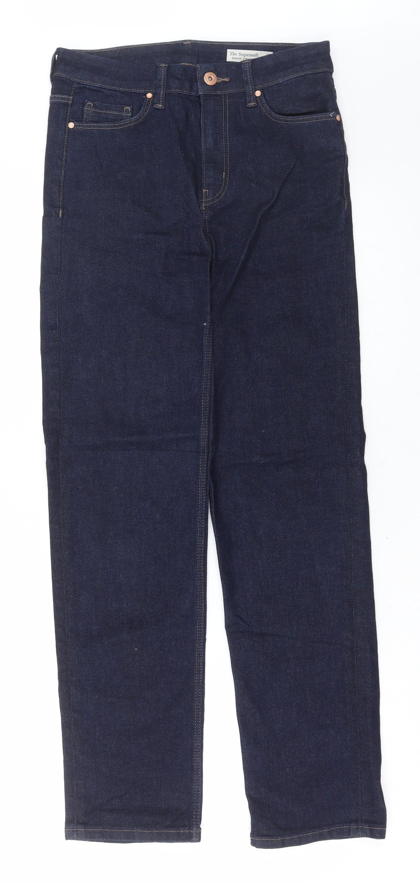Marks and Spencer Womens Blue Cotton Straight Jeans Size 10 L29 in Regular Button