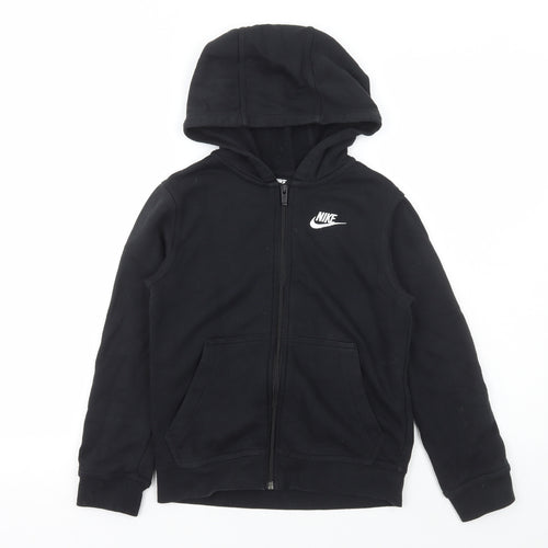 Nike Boys Black Cotton Full Zip Hoodie Size 8-9 Years Zip