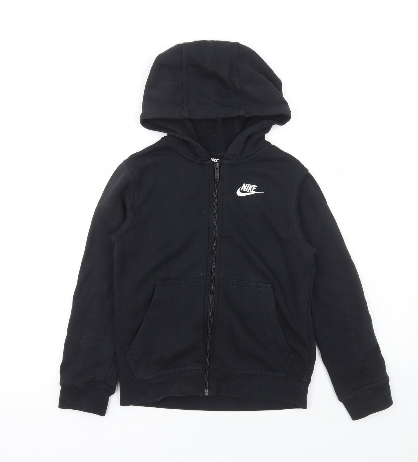 Nike Boys Black Cotton Full Zip Hoodie Size 8-9 Years Zip