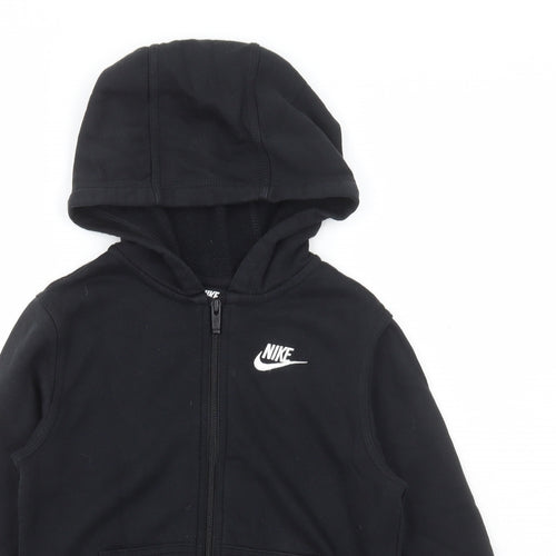 Nike Boys Black Cotton Full Zip Hoodie Size 8-9 Years Zip