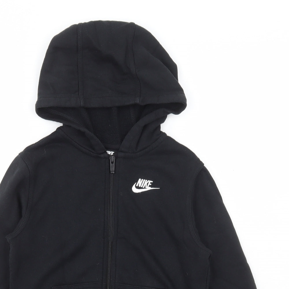 Nike Boys Black Cotton Full Zip Hoodie Size 8-9 Years Zip