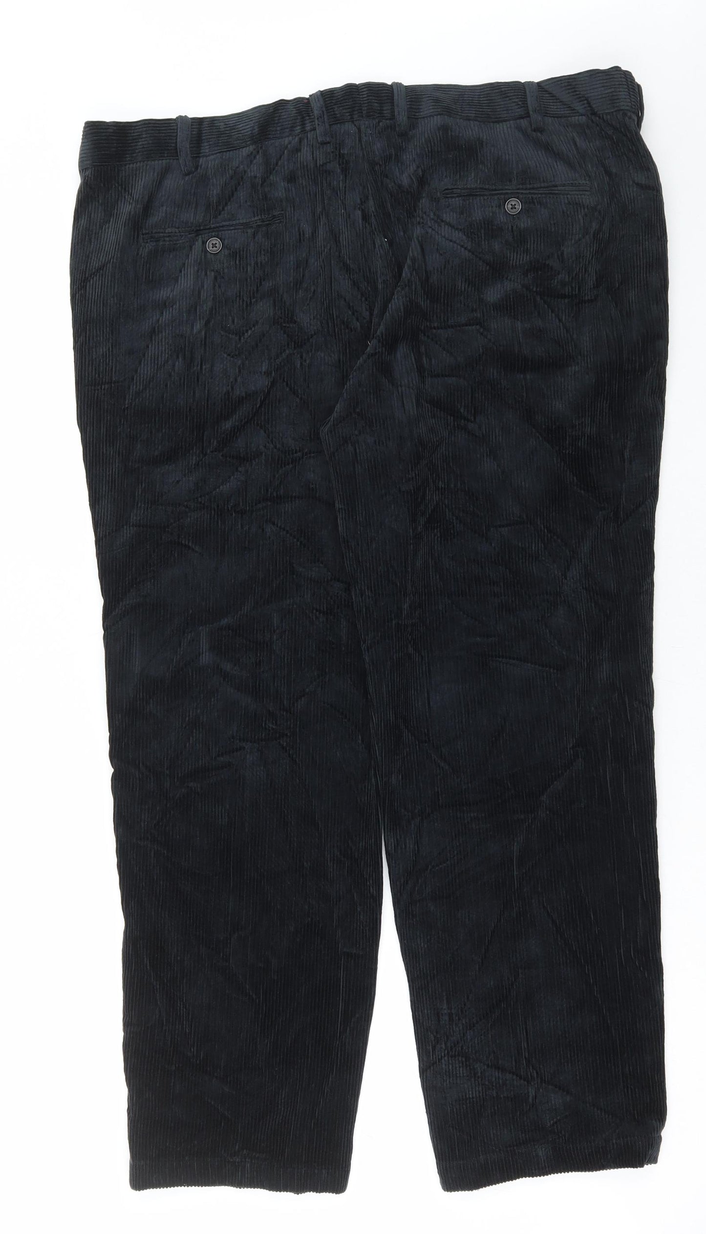 Marks and Spencer Mens Blue Cotton Trousers Size 42 in L29 in Regular Button