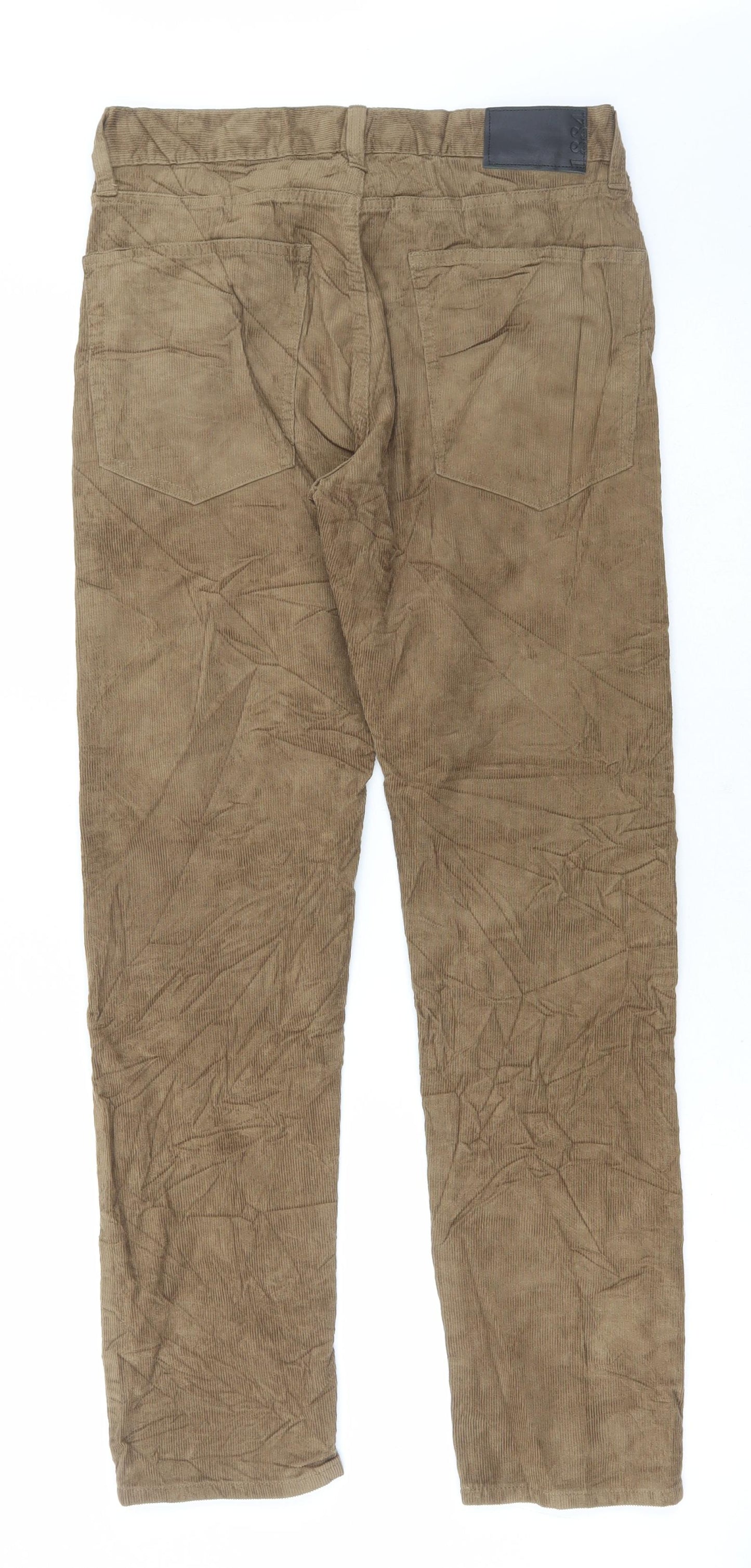 Marks and Spencer Mens Beige Cotton Trousers Size 30 in L30 in Regular Button