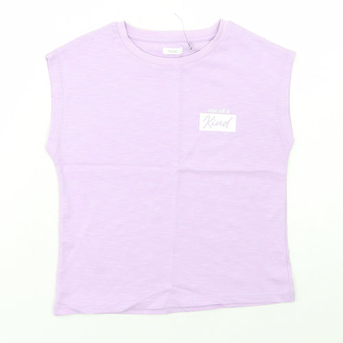 Marks and Spencer Girls Purple Cotton Basic Tank Size 7 Years Round Neck Pullover - One Of A Kind