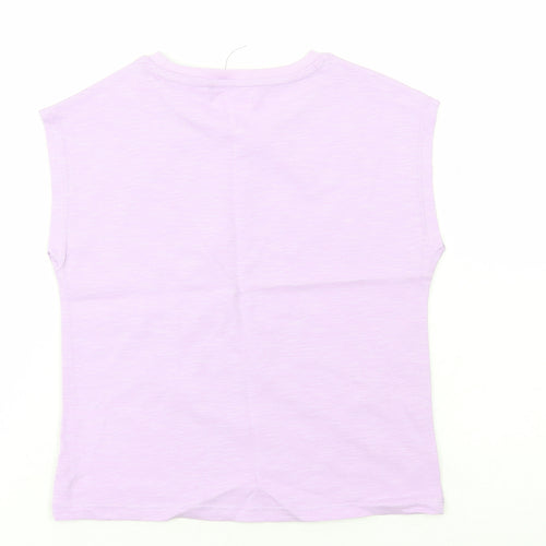 Marks and Spencer Girls Purple Cotton Basic Tank Size 7 Years Round Neck Pullover - One Of A Kind