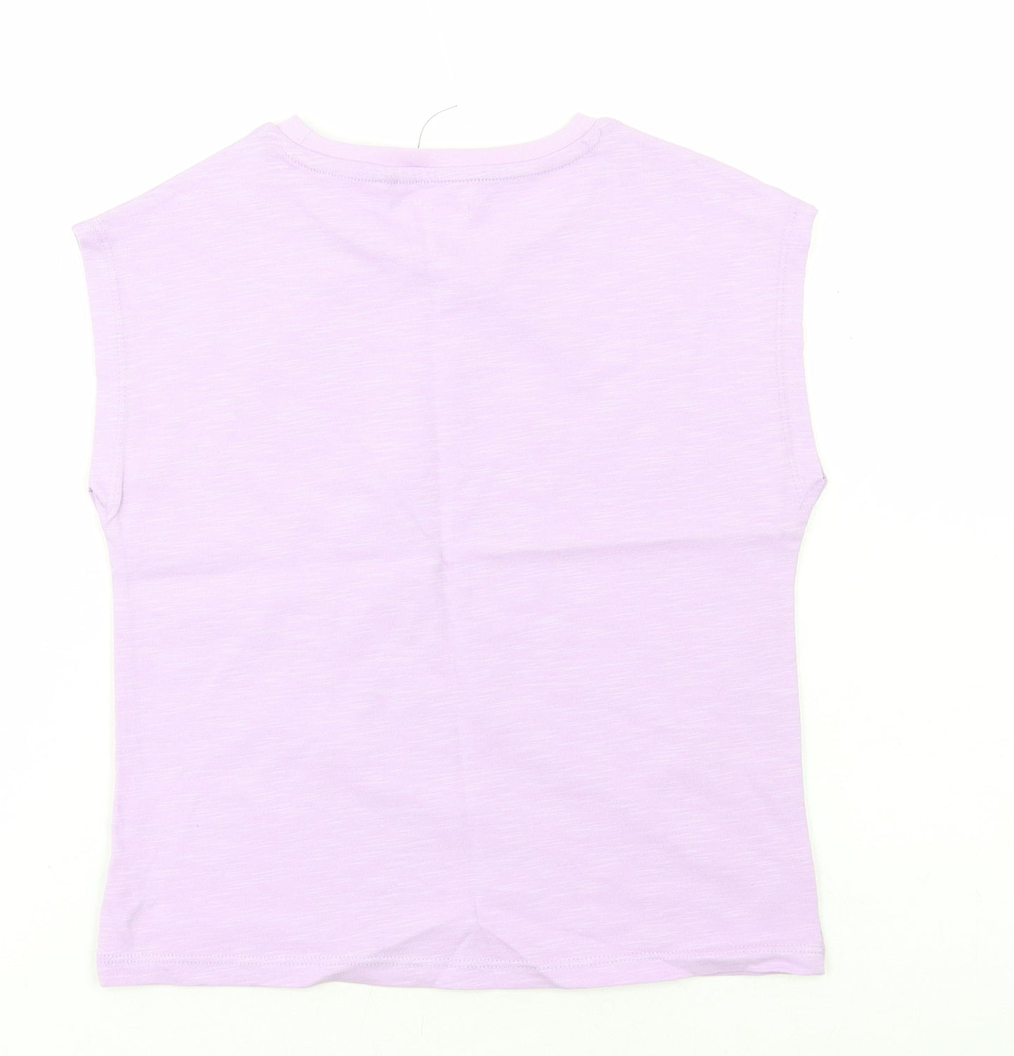 Marks and Spencer Girls Purple Cotton Basic Tank Size 7 Years Round Neck Pullover - One Of A Kind