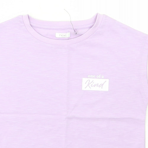 Marks and Spencer Girls Purple Cotton Basic Tank Size 7 Years Round Neck Pullover - One Of A Kind