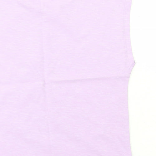 Marks and Spencer Girls Purple Cotton Basic Tank Size 7 Years Round Neck Pullover - One Of A Kind