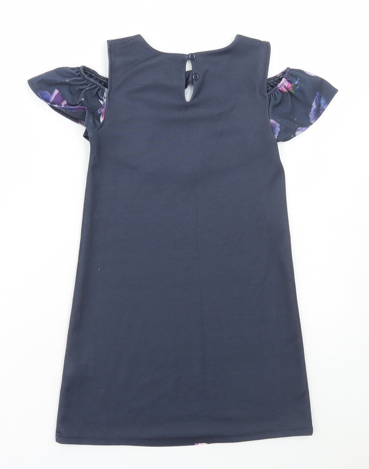 NEXT Girls Multicoloured Floral Polyester A-Line Size 7 Years Round Neck Pullover - Cold Shoulder