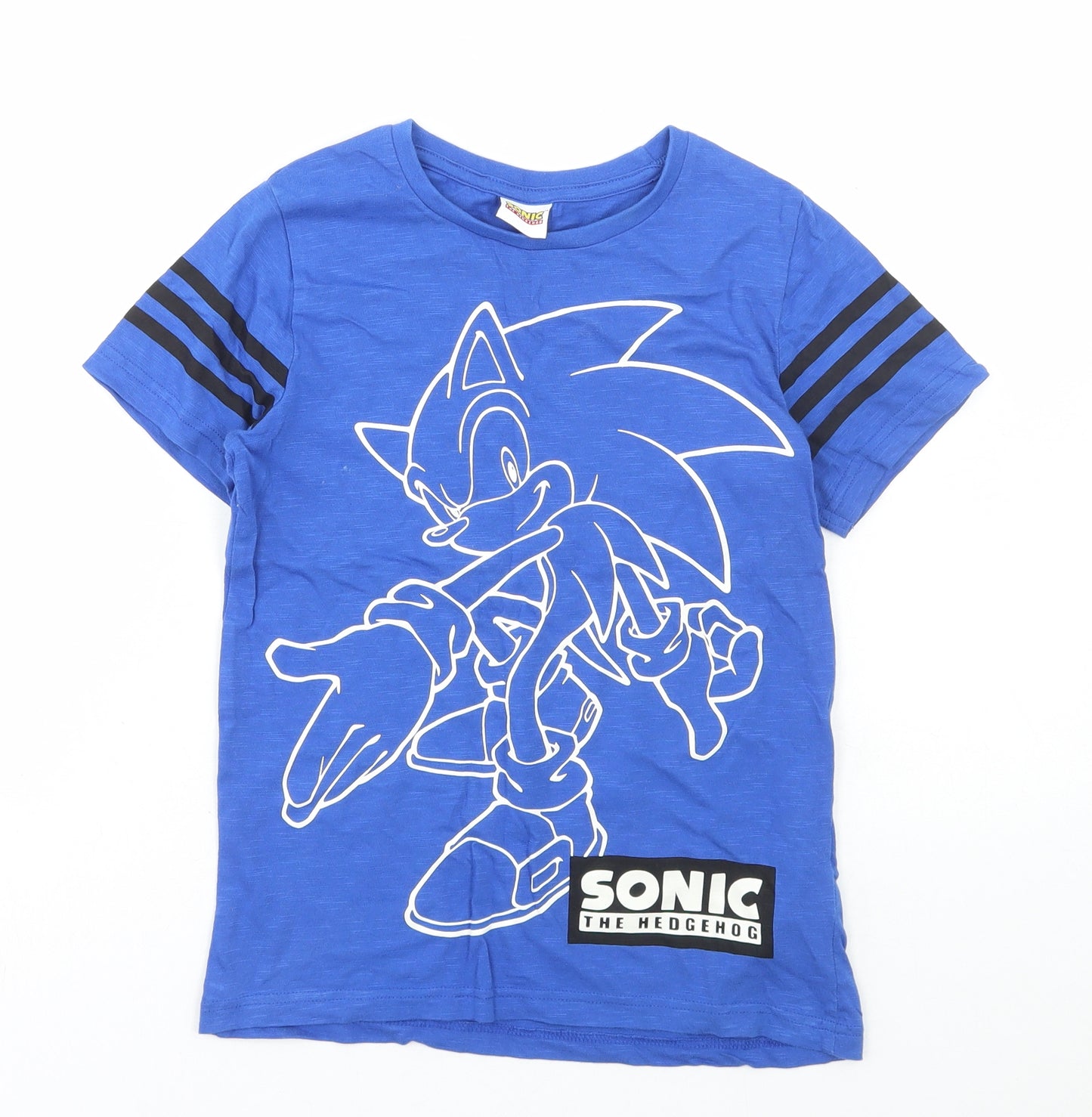 TU Boys Blue Cotton Basic T-Shirt Size 9 Years Round Neck Pullover - Sonic the Hedgehog