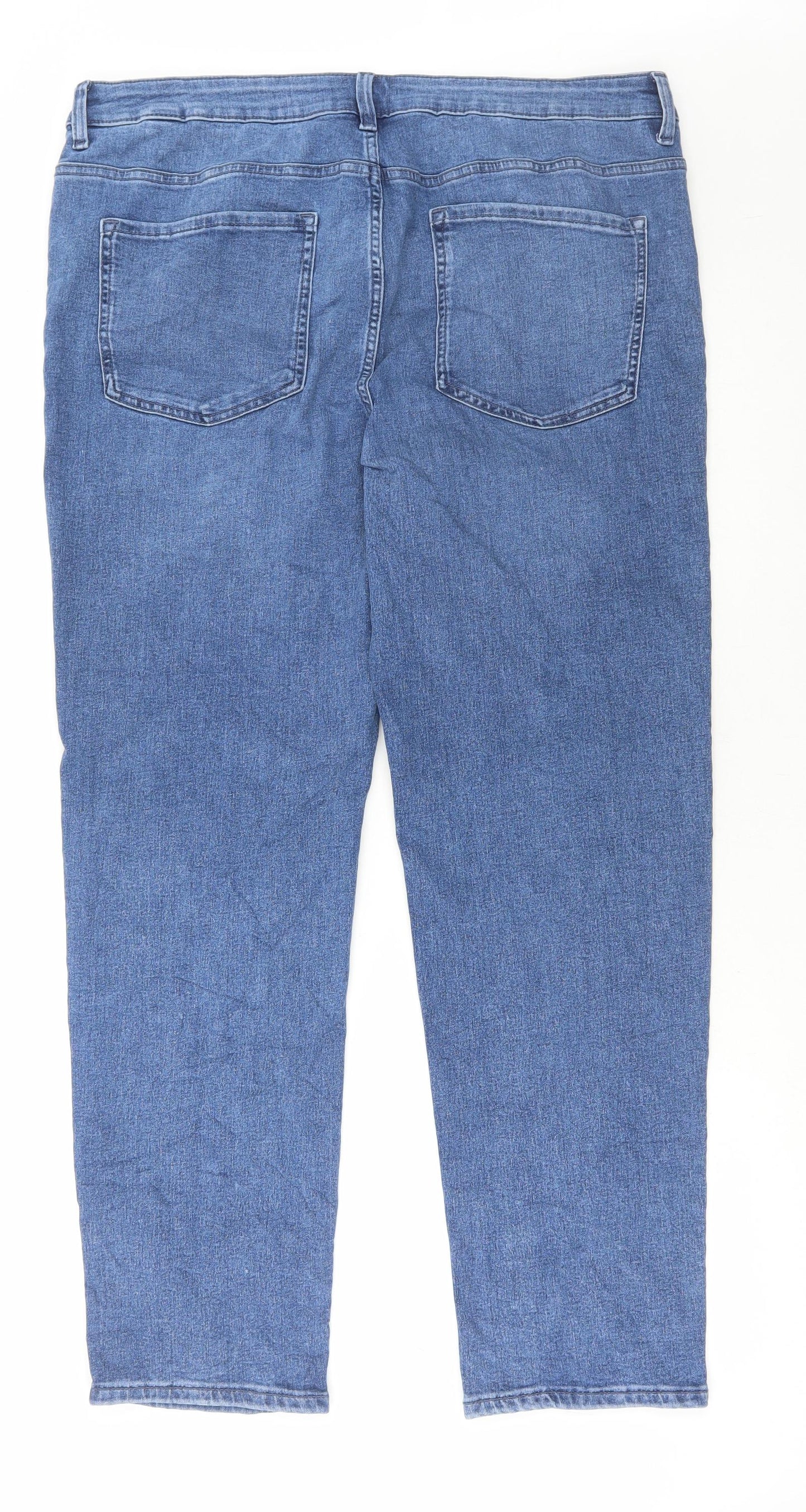 Marks and Spencer Womens Blue Cotton Straight Jeans Size 20 L30 in Regular Button