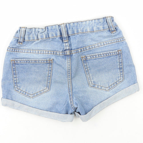 Denim & Co. Girls Blue Floral Cotton Bermuda Shorts Size 7-8 Years Regular