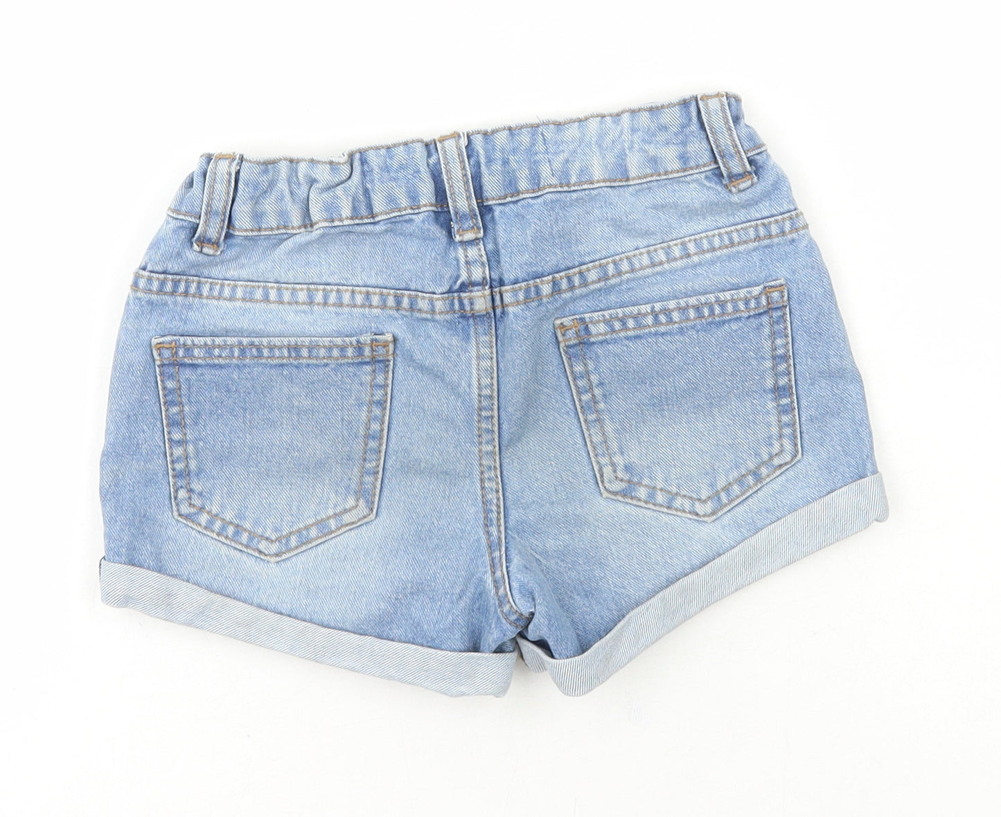 Denim & Co. Girls Blue Floral Cotton Bermuda Shorts Size 7-8 Years Regular