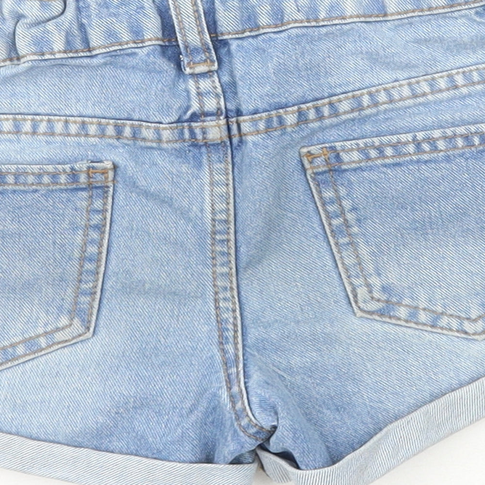 Denim & Co. Girls Blue Floral Cotton Bermuda Shorts Size 7-8 Years Regular