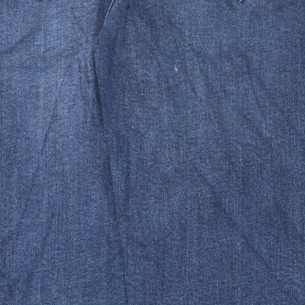 Marks and Spencer Womens Blue Cotton Straight Jeans Size 36 in L31 in Regular Button