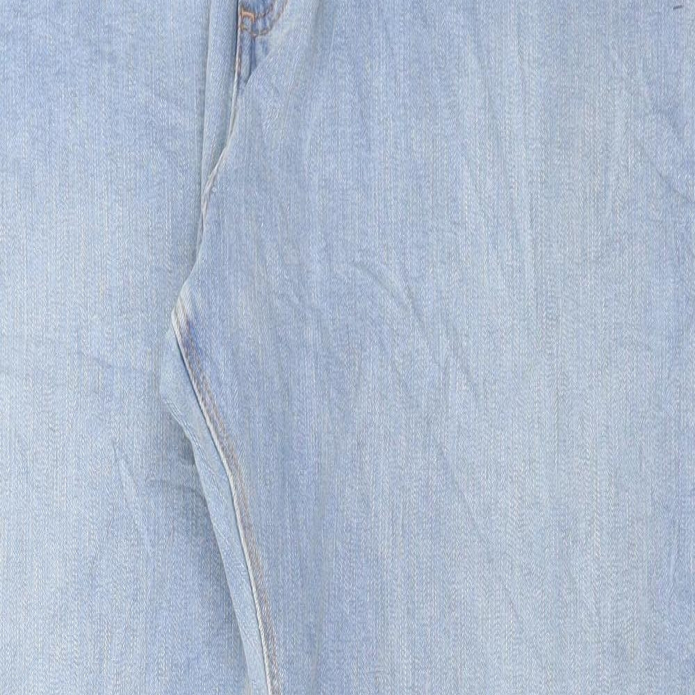 Marks and Spencer Mens Blue Cotton Straight Jeans Size 42 in L33 in Regular Button