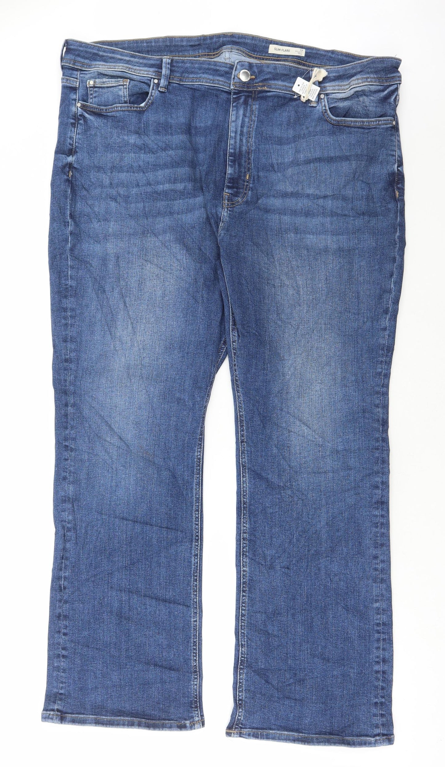 Marks and Spencer Womens Blue Cotton Flared Jeans Size 24 L30 in Regular Button