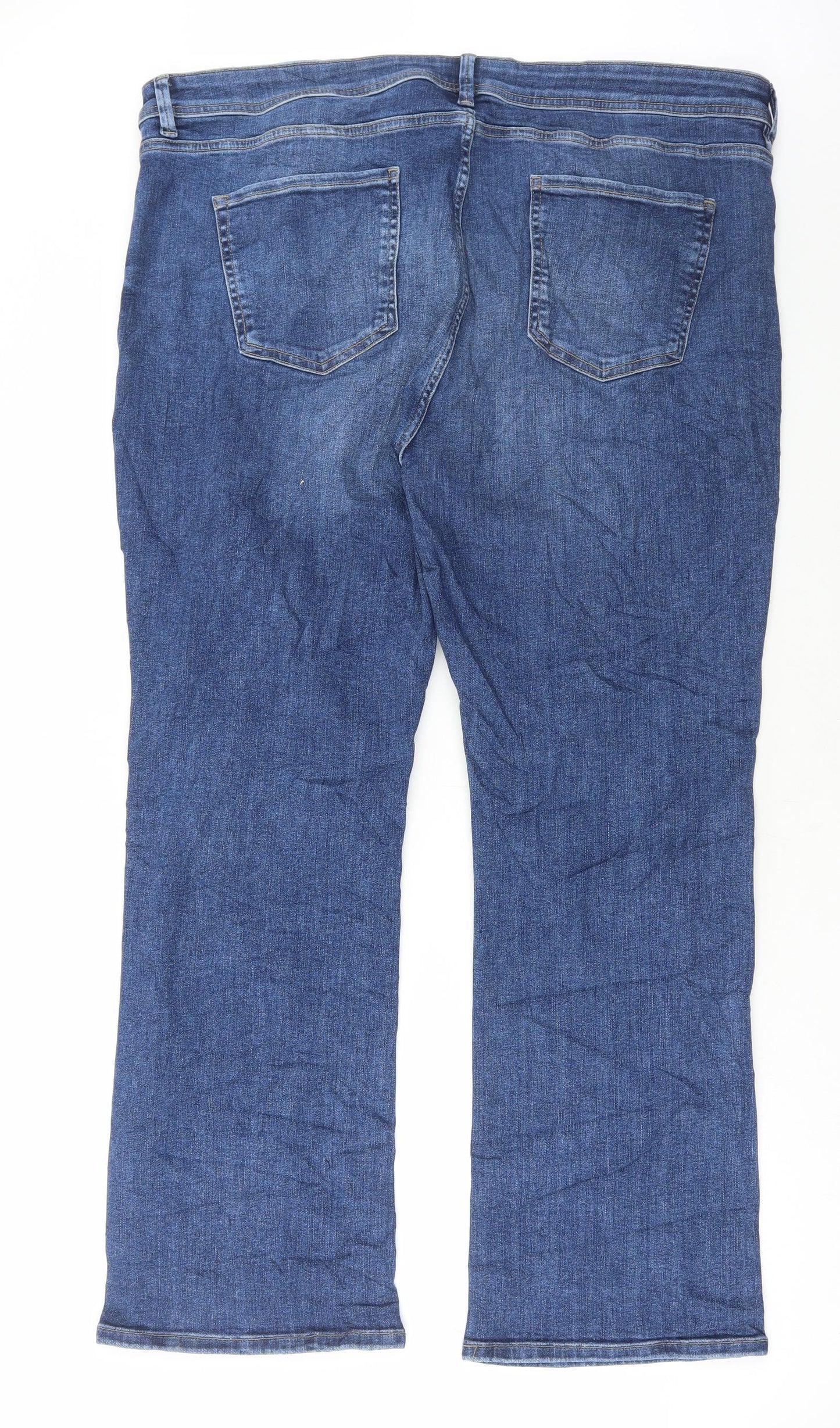 Marks and Spencer Womens Blue Cotton Flared Jeans Size 24 L30 in Regular Button