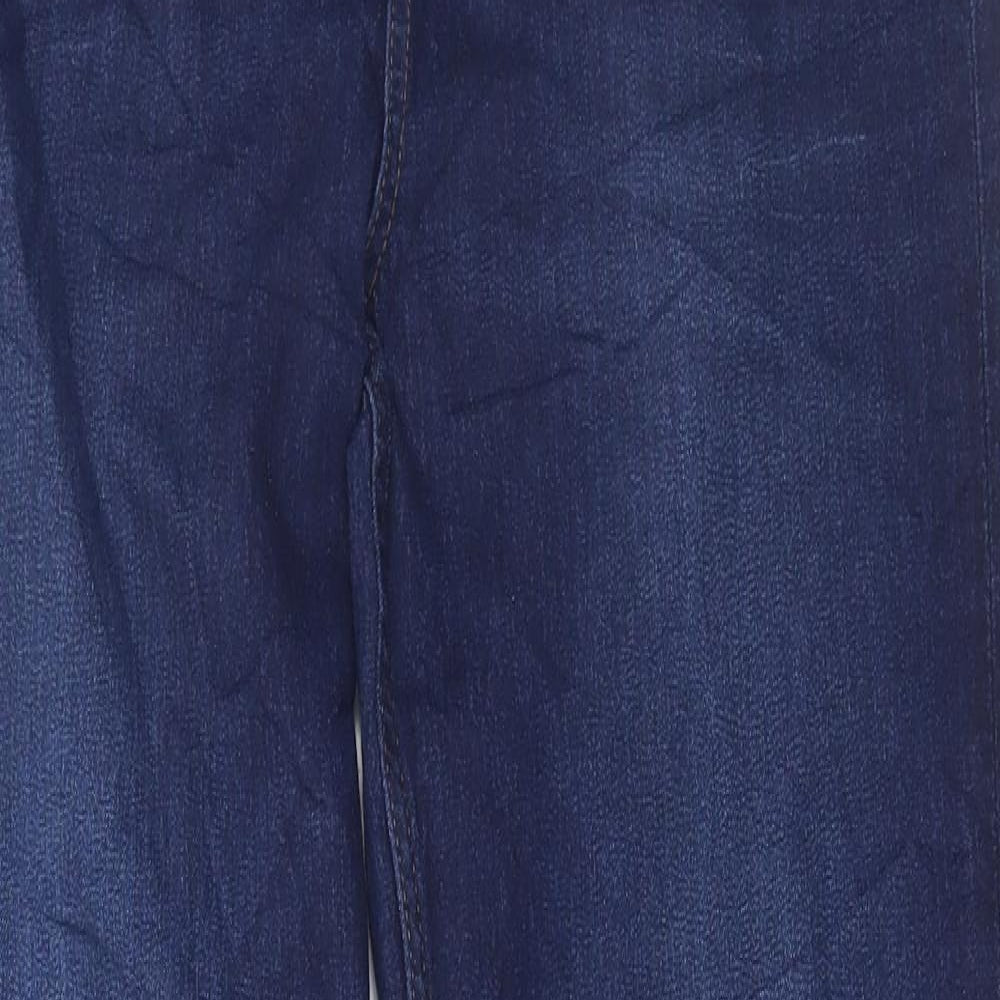 Marks and Spencer Womens Blue Cotton Straight Jeans Size 14 L30 in Regular Button