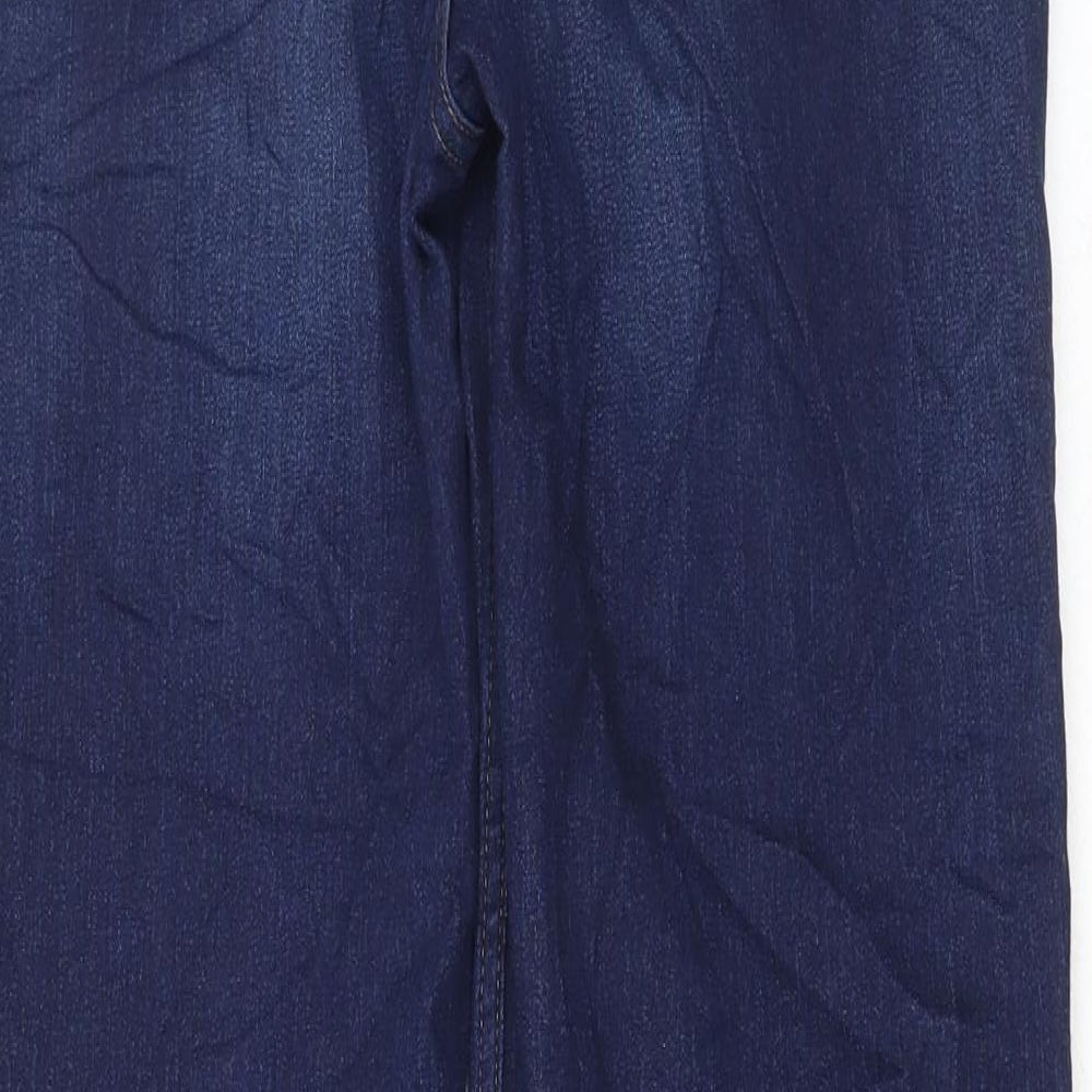 Marks and Spencer Womens Blue Cotton Straight Jeans Size 14 L30 in Regular Button