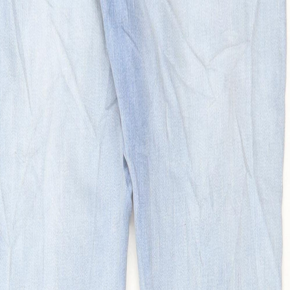 NEXT Girls Blue Cotton Skinny Jeans Size 14 Years Regular Button - Distressed Denim