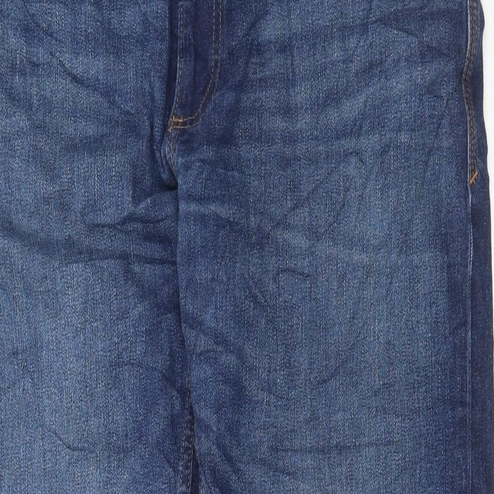 Marks and Spencer Mens Blue Cotton Straight Jeans Size 38 in L33 in Regular Button