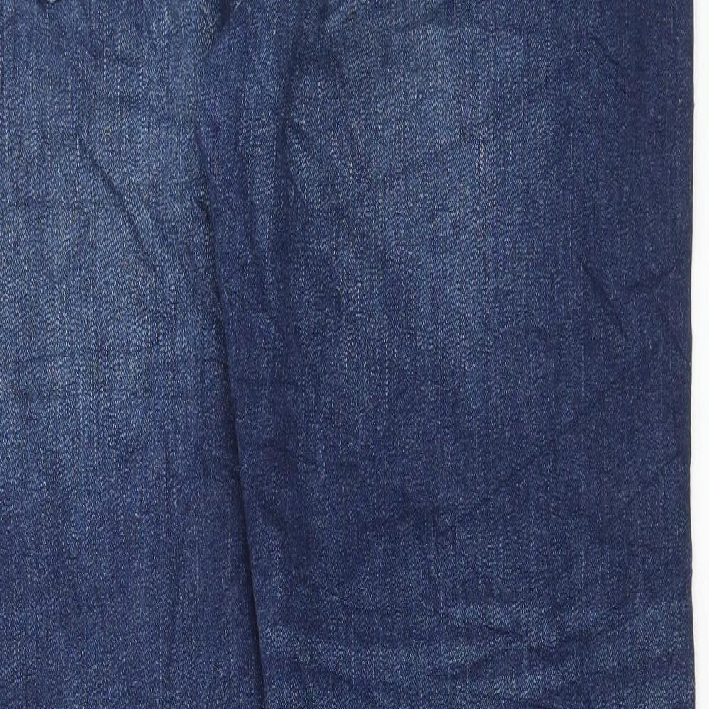 Marks and Spencer Mens Blue Cotton Straight Jeans Size 38 in L33 in Regular Button