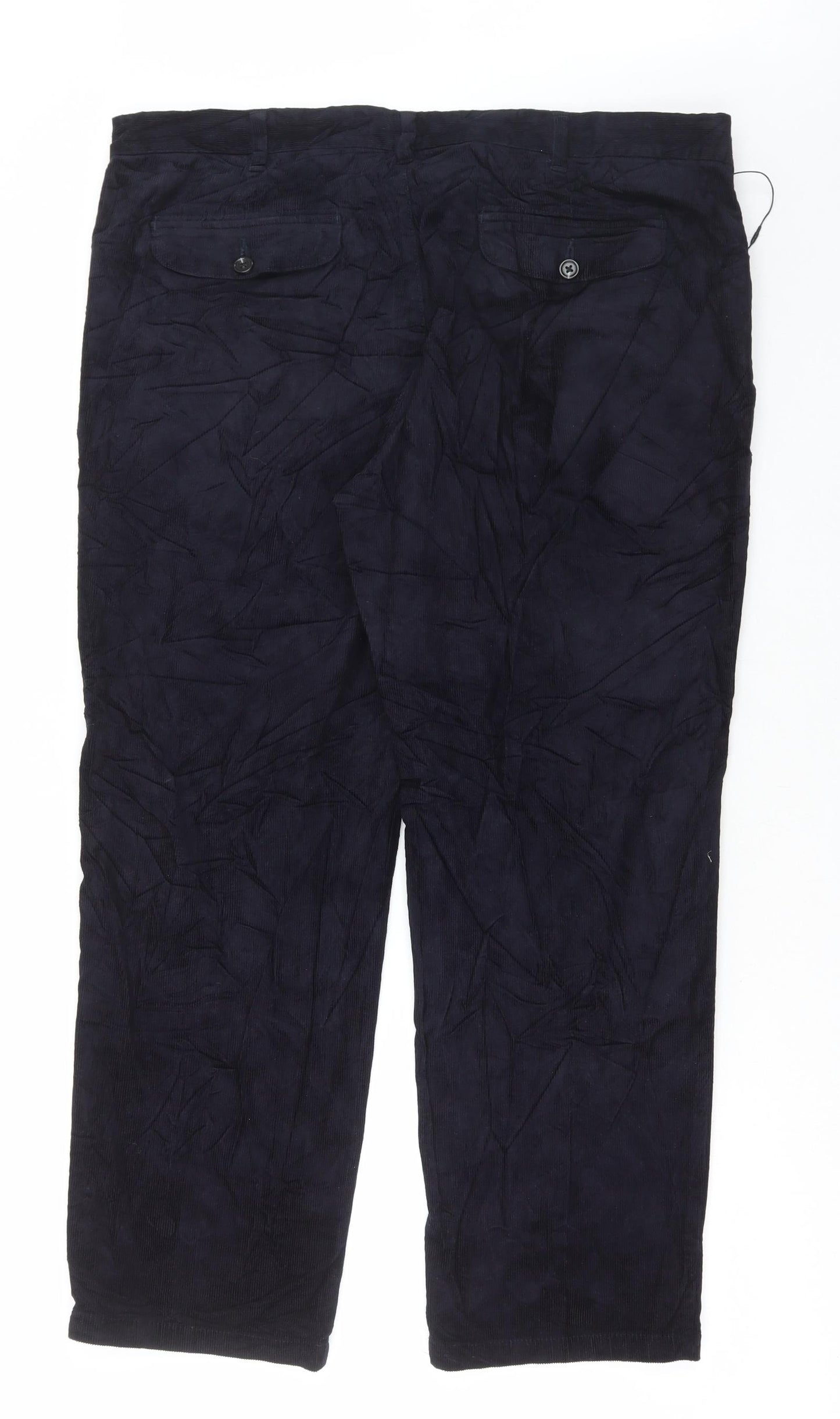 Marks and Spencer Mens Blue Cotton Trousers Size 40 in L29 in Regular Button